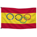 Bandera de mesa de España con aros olímpicos · Banderiva