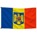 Bandera de Rumania de despacho — con escudo · Banderiva