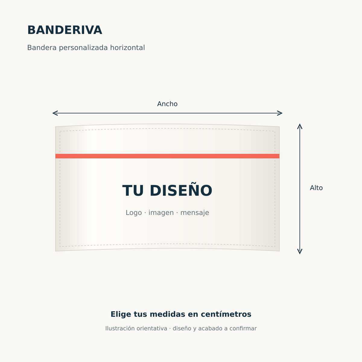 Bandera personalizada horizontal a medida: ancho y alto en centímetros