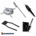 Bases para fly banners: cruceta con flotador, pica, rosca, coche y pared — Banderiva