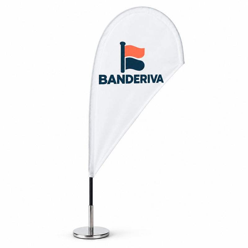 Mini fly banner gota personalizado con diseño Banderiva
