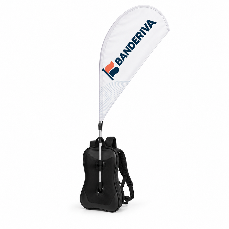 Mochila publicitaria con bandera gota personalizada — Banderiva